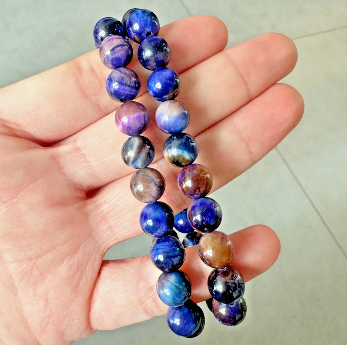 Purple and Blue Sugilite Round Beads Bracelet | Healing Crystal Gift for Her