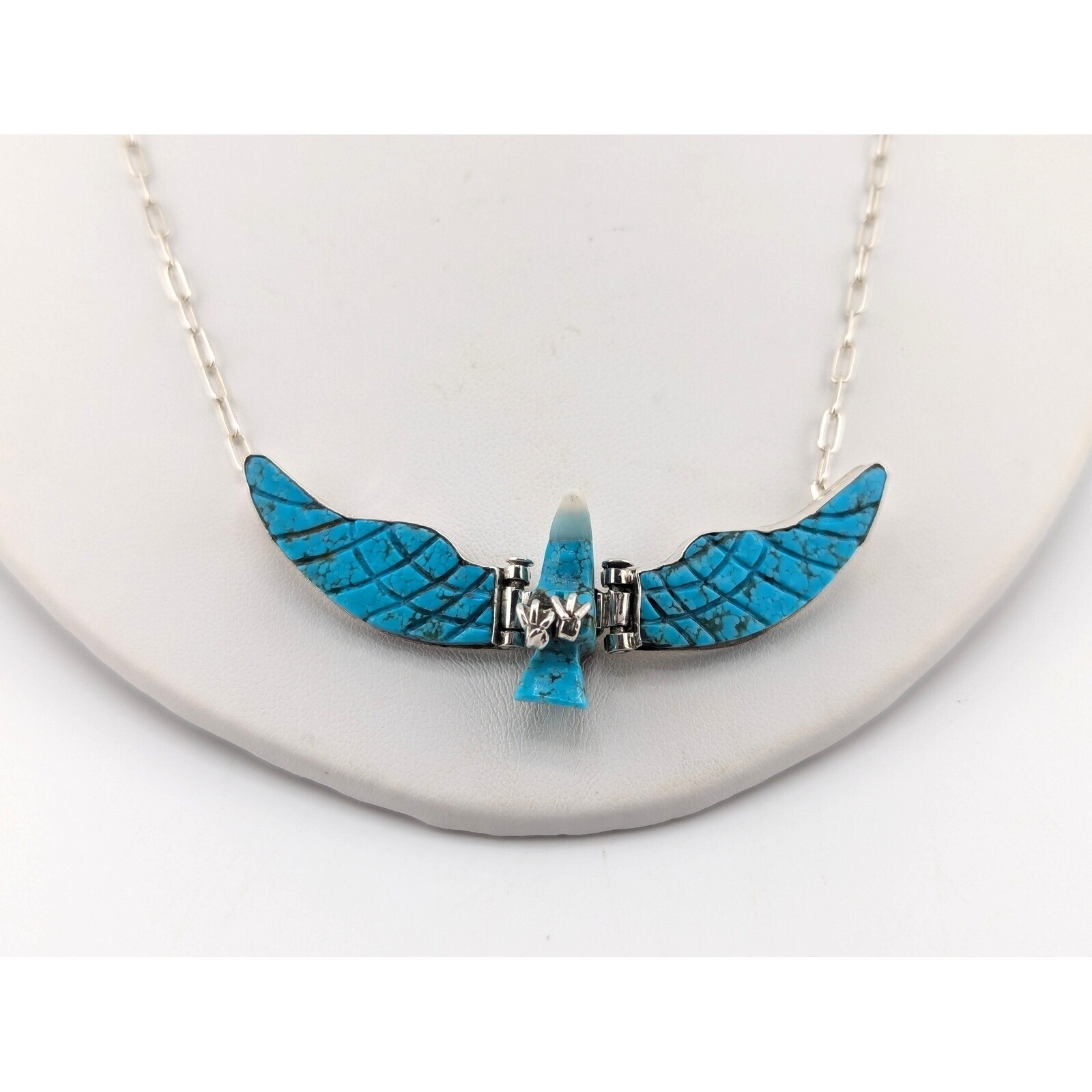 Navajo Necklace Native Am Jewelry Turquoise Bald Eagle Design***