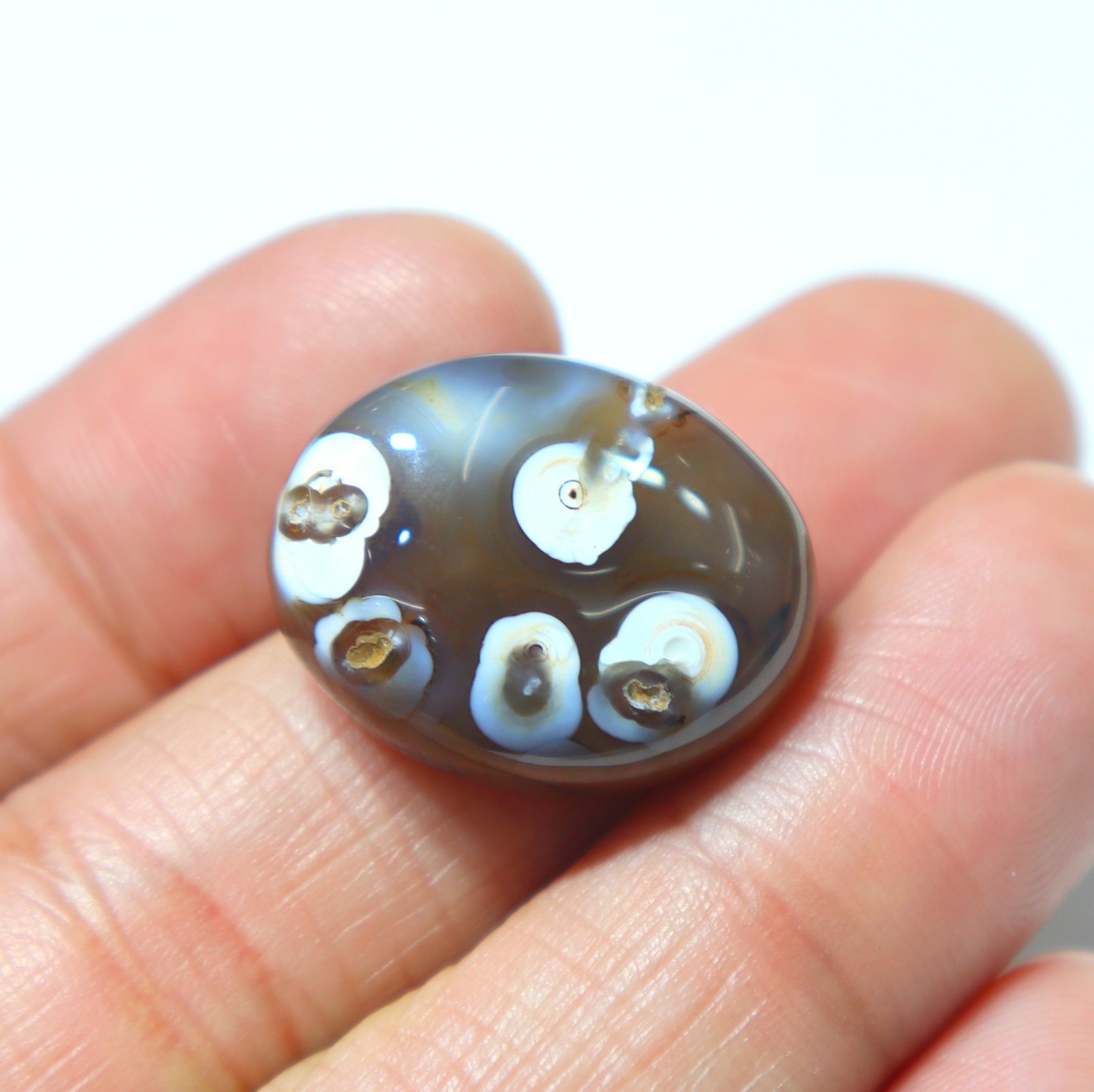 Yemeni Aqeeq Sulemani Hakik Agate Oval Cabochon Eye Natural Gobi Agate Gemstone