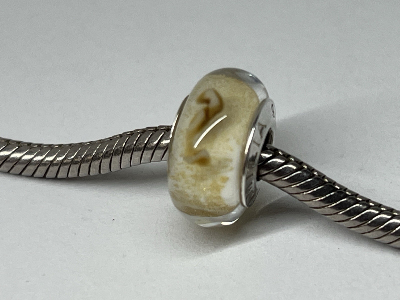 Chamilia Gold White Sand Murano Bead 925 Sterling Fit Other Brands Combine Ship!