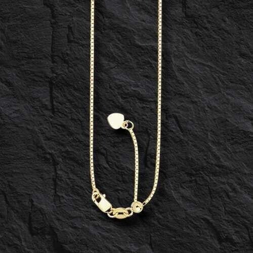 14k WHITE Gold 18″-22′ Adjustable Box Pendant Chain/Necklace 1.1MM 4.1 gram