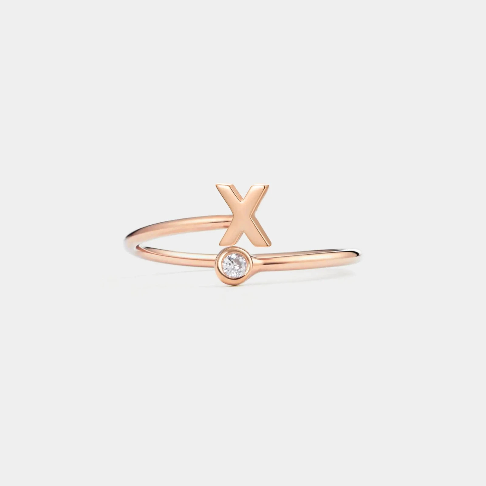 Custom Initial Letter Stacking Bypass Ring in 925 Sterling Silver