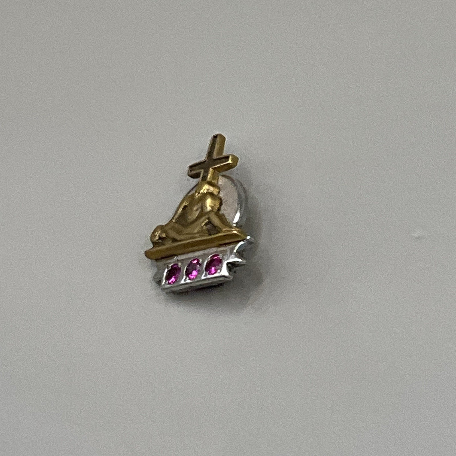 Lapel Pin 1/5 10K GF Gold Filled Ruby Religious Christianity Signed cTo