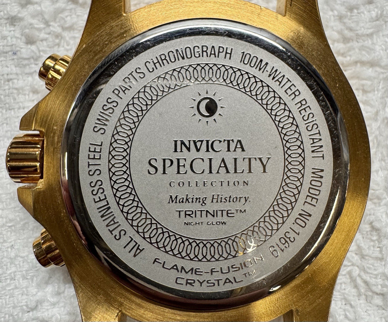 Invicta Specialty Men’s Chronograph Date Quartz Watch 50mm Gold Tone 100m