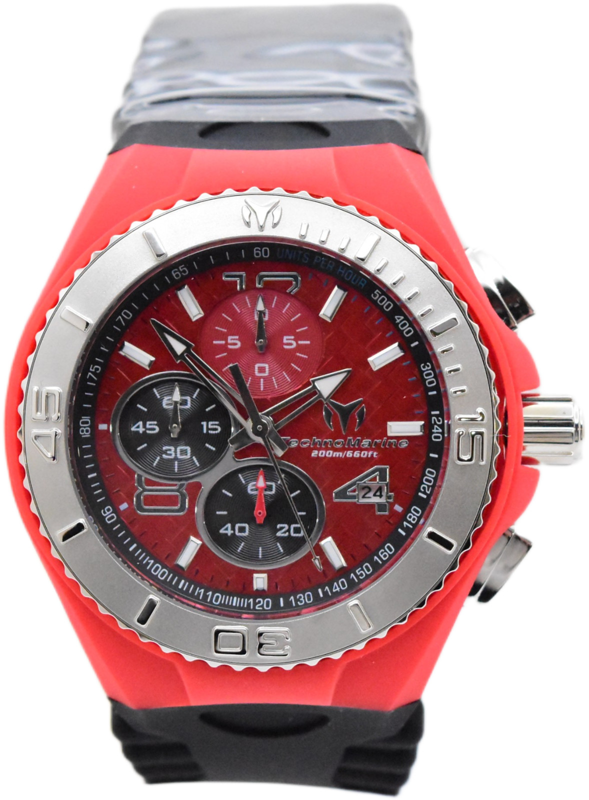 TechnoMarine Cruise JellyFish Men’s 46mm Red Weave Dial Chrono Watch TM-115113