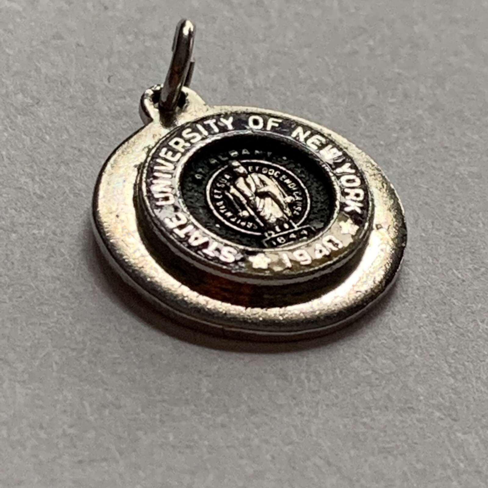 VTG enamel State University of New York sterling Kinney Silver charm engraved