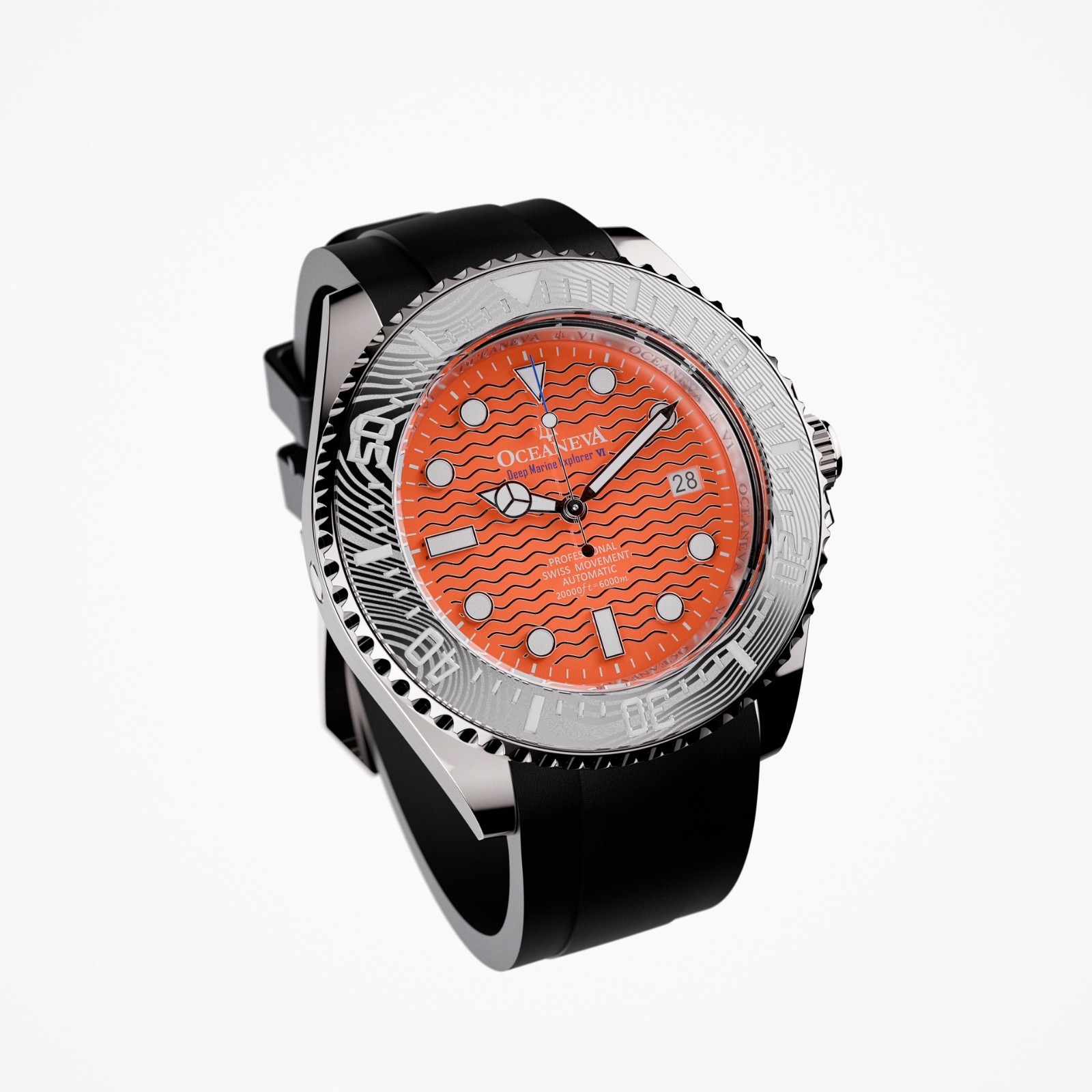 Oceaneva 6000m Grade 5 Titanium AUTOMATIC Watch SWISS MOVEMENT Orange