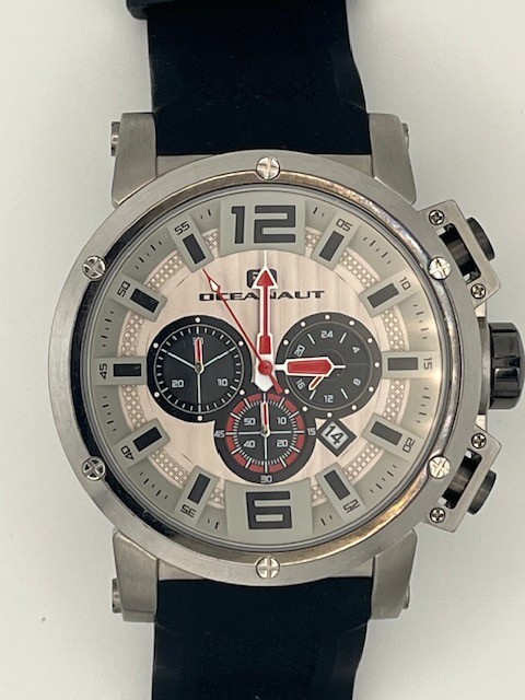 Oceanaut Men’s Watch Quartz Chronograph Dial Black Rubber Strap OC2120