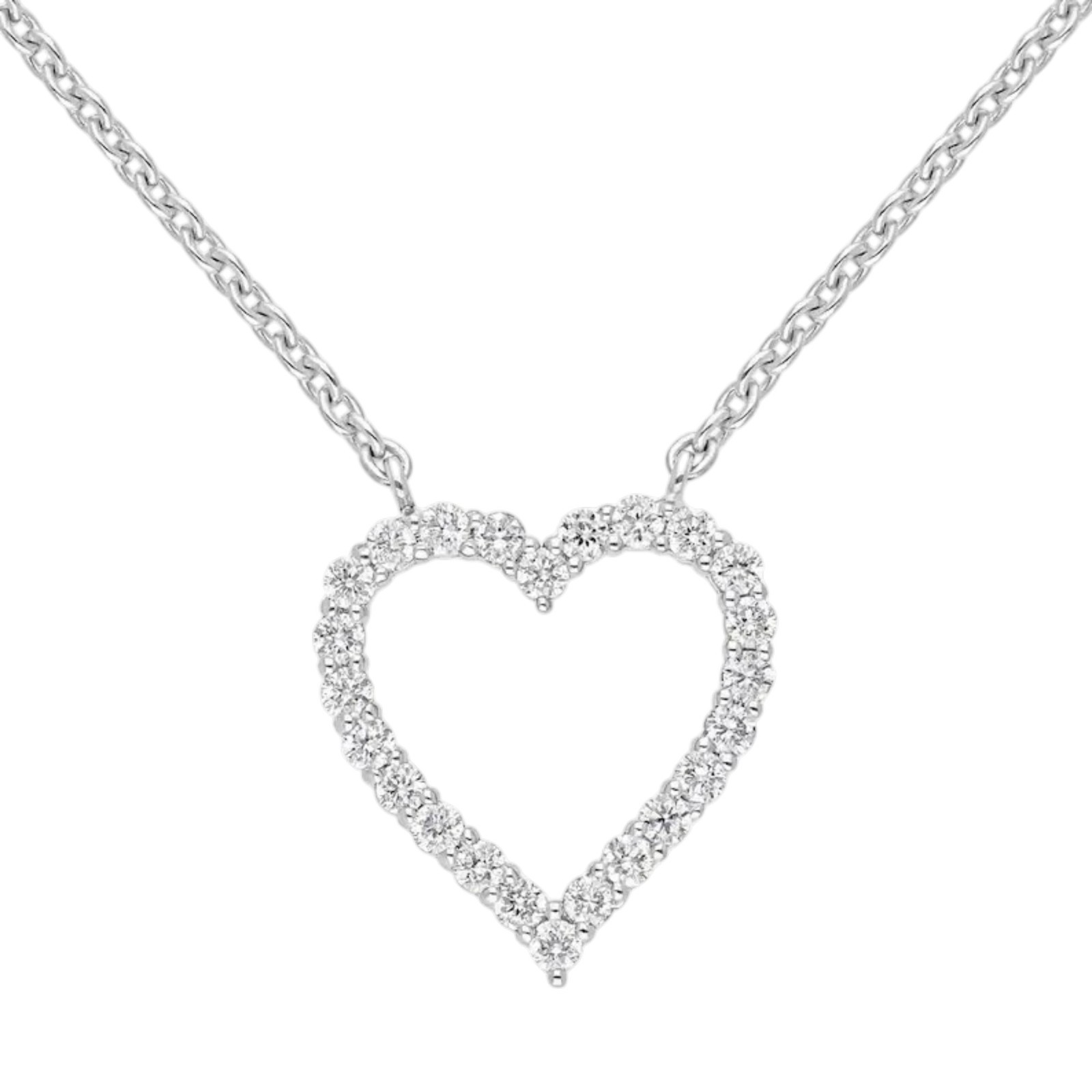 0.50-1.00Ct Elegant Heart Lab Grown Diamond Pendant Necklace 14K White Gold IGI
