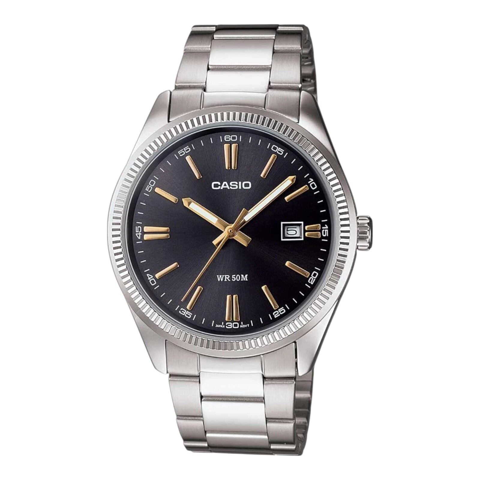 Casio MTP-1302D-1A2 Black Dial Silver Stainless Steel Watch 50M Men Quartz