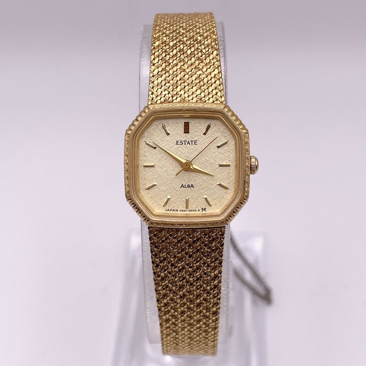 ALBA ESTATE V401-5040 Ladies Quartz Octagon Gold Watch From Japan