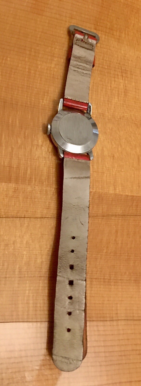 ✅Vintage Ladies 60s Time Ingersoll Mickey Mouse Moving Hands Watch-Red Band