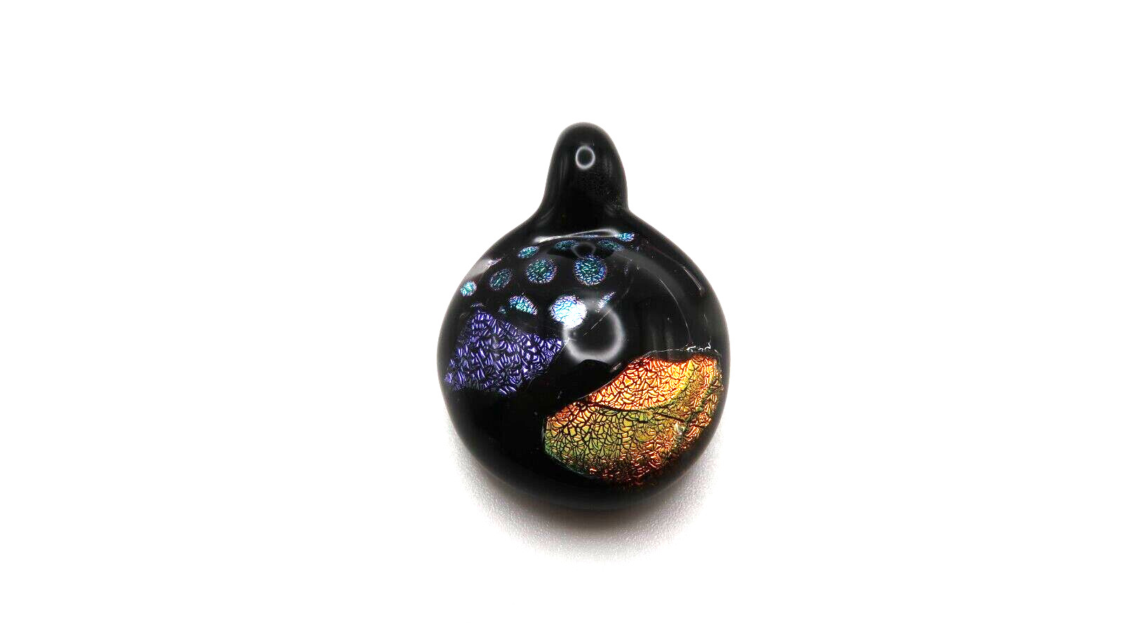 Vintage Hand Made Foil Glass Pendant 3.6cm x 2.5cm NB9