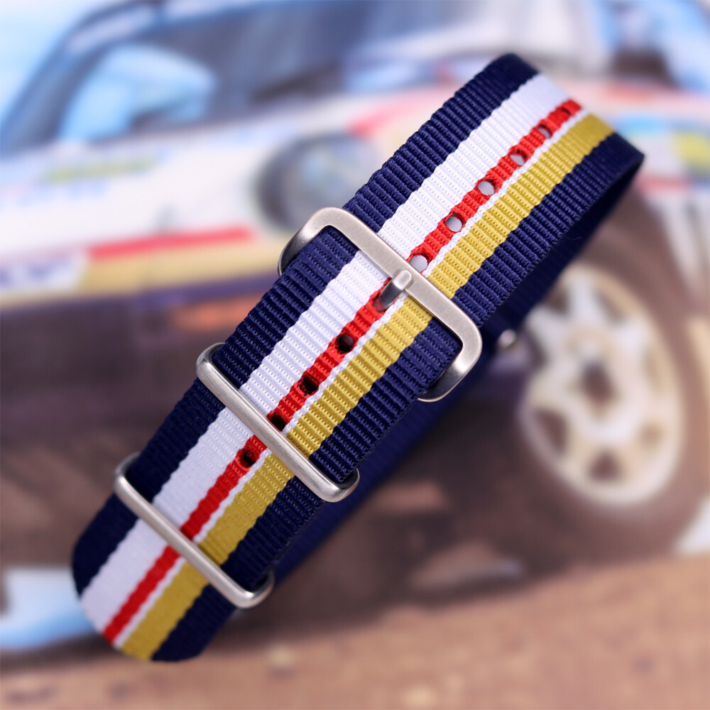 One-Piece Rothmans Porsche Inspired Strap Racing Colors Nylon Watch Band