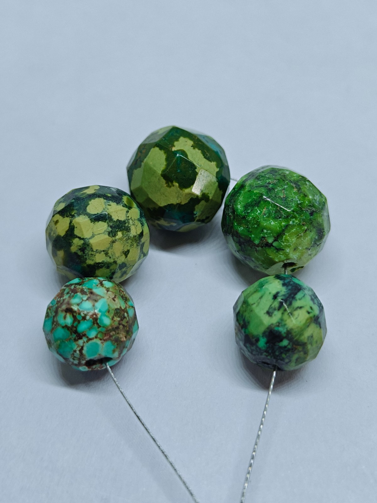 Natural Turquoise Faceted Round Beads Loose Hubie Green Gemstone For Jewelry 58C