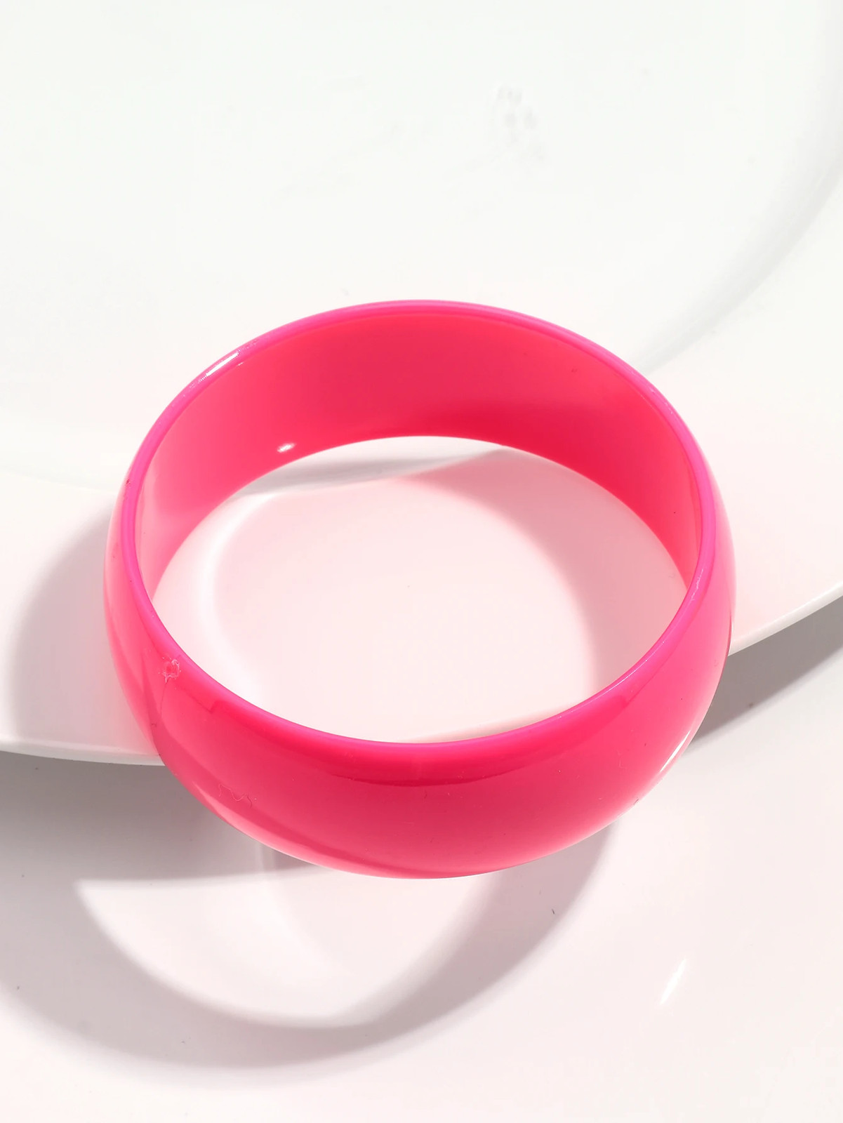 Acrylic Resin Chunky Bangle Women Fluorescent Color Round Wide Strand Jewelry