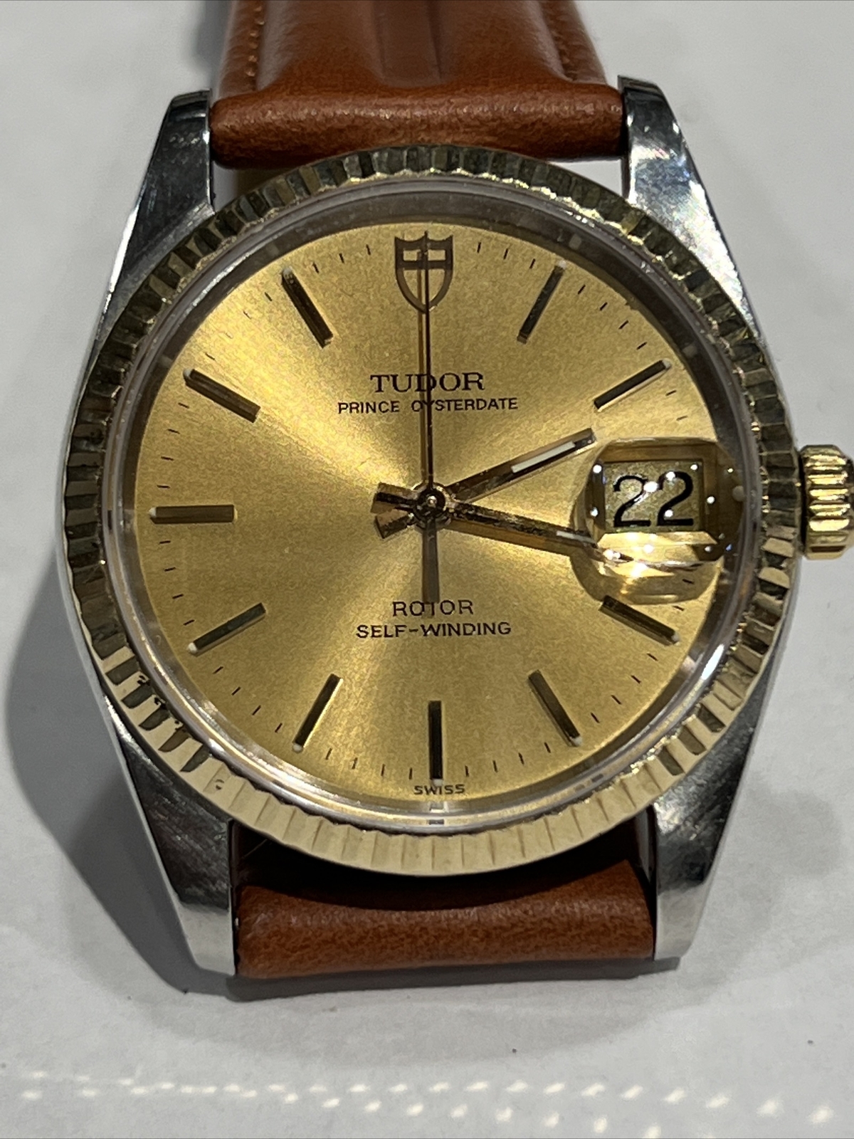 TUDOR Prince Oyster date Rotor (Rolex) Ref 74033 Gold Dial Men’s Watch