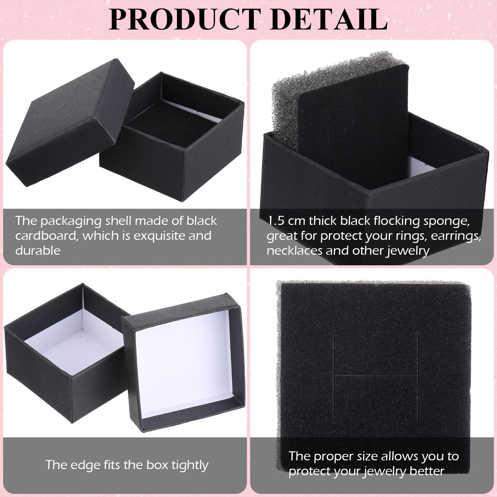 72 Pcs Jewelry Ring Gift Boxes Bulk 2 x 2 x 1.2 Inch Ring Necklace Earring Bo…
