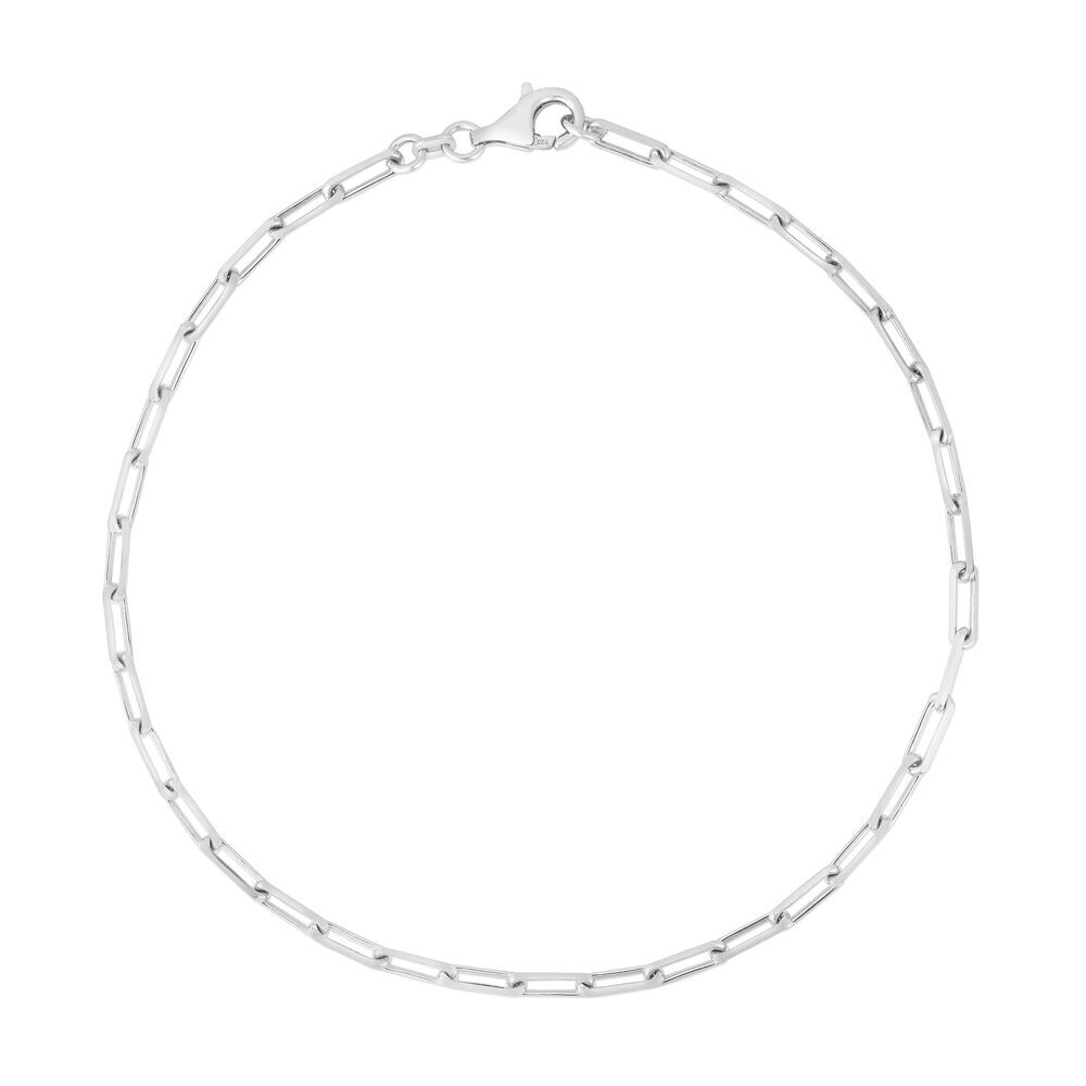 Italian 925 Sterling Silver 3MM Paperclip Chain Anklet 9″ and 10″ Made In Italy