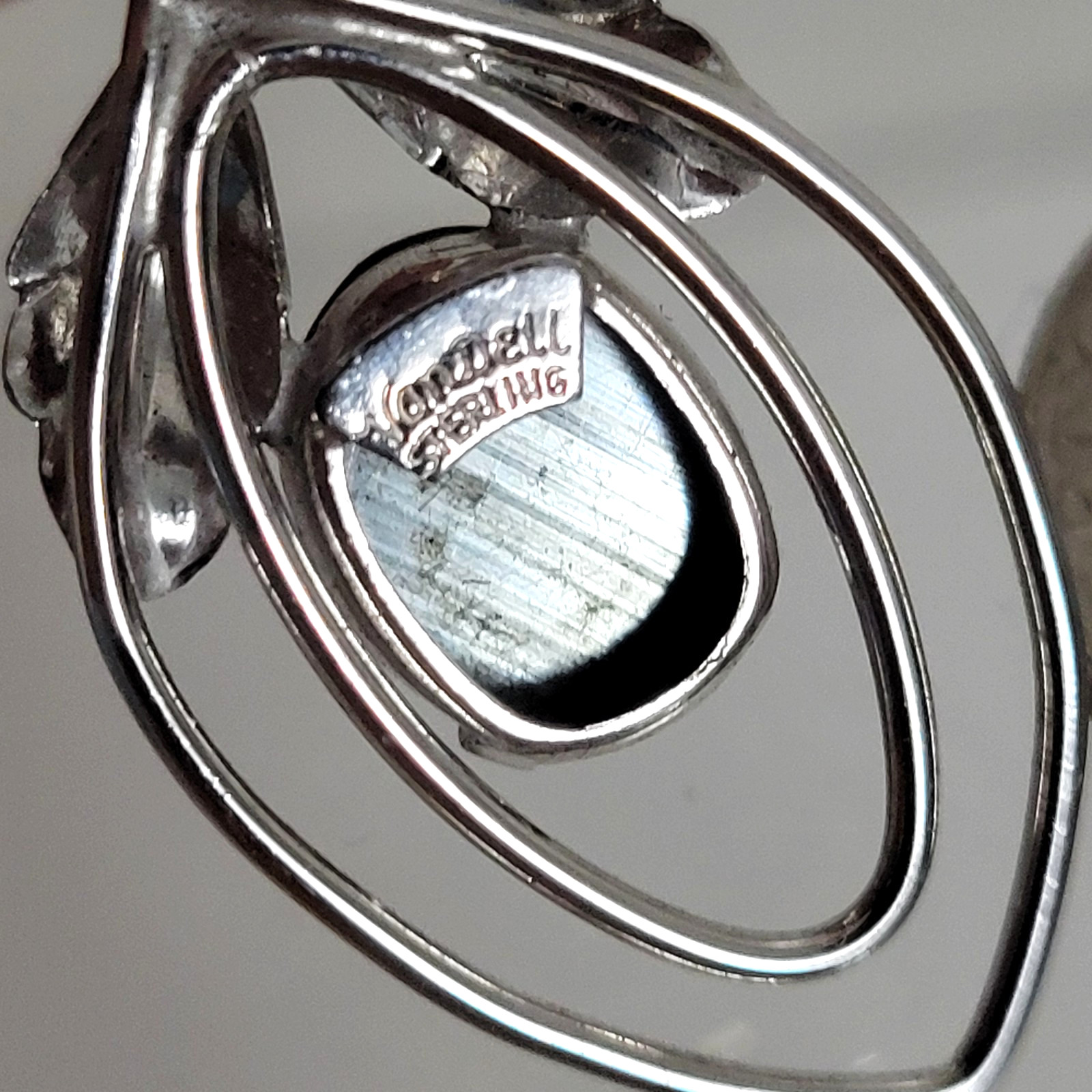 Vintage VAN DELL Sterling Silver Hematite Pendant – 2.4 grams – Estate Jewelry