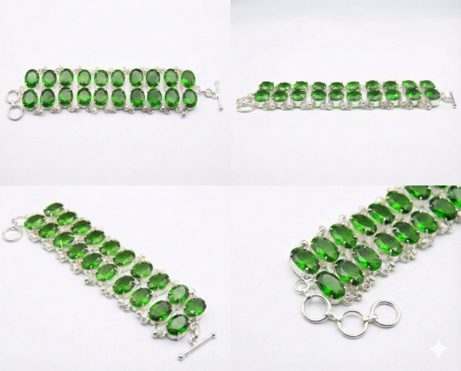 Chrome Diopside Gemstone Bracelet Handmade Sterling Silver Boho Jewelry S-7-8″