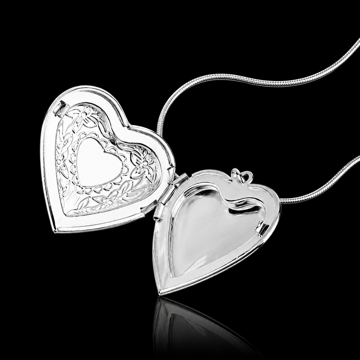925 Sterling Silver Heart Locket Necklace 20″ Keepsake Pendant