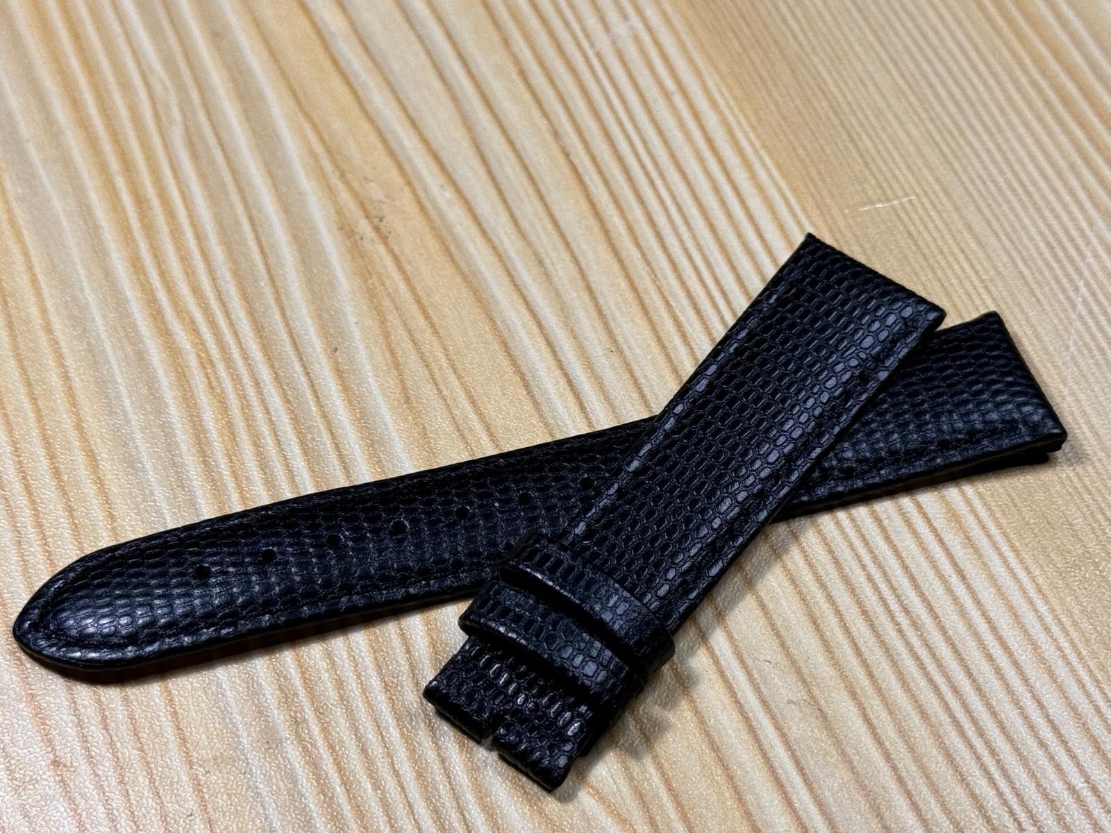 18mm Condor Lizard Calf Black Leather Watch Strap/Band Without Buckle