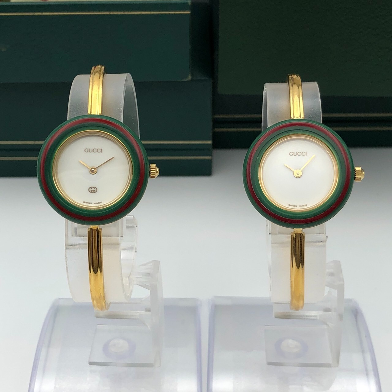 Auth Gucci Change Bezel Watch 12 Colors Quartz Gold Silver Vintage