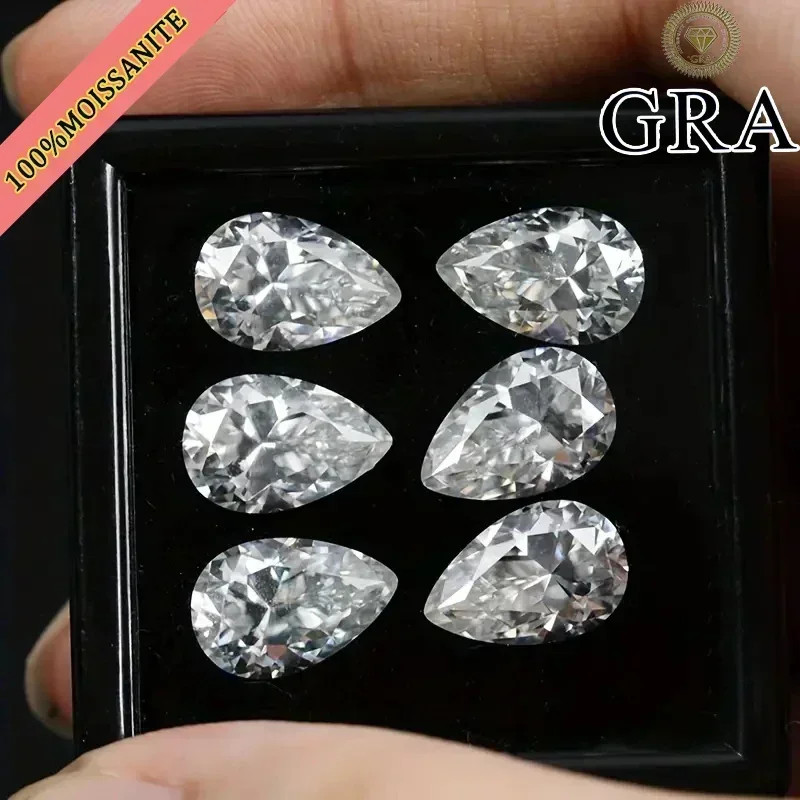 US D Color Pear Cut 0.3-8ct VVS1 GRA Certificate Sparkling Lab-Grown Moissanite