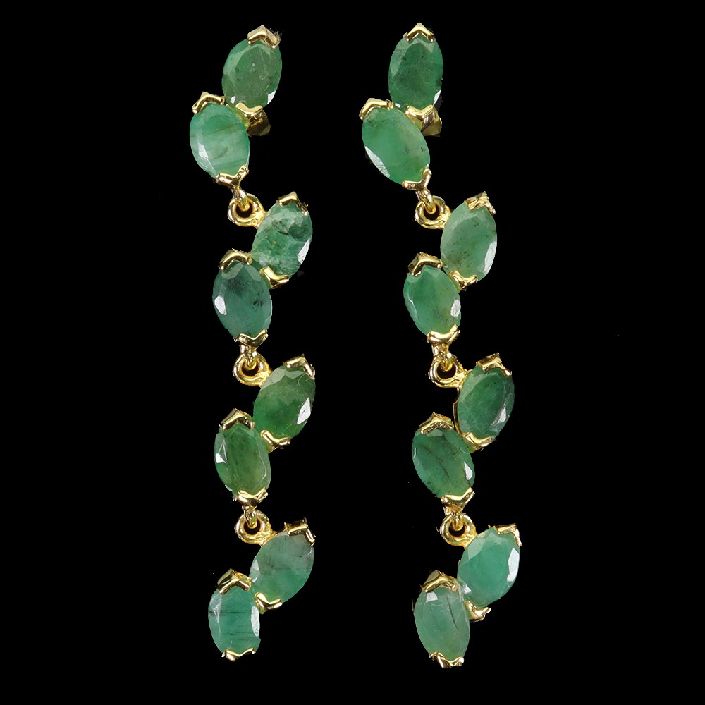 925 Sterling Silver Earrings Oval Emerald 6x4mm Natural Gemstone Jewelry