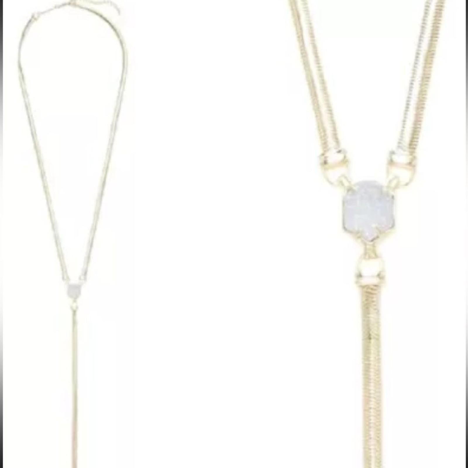 KENDRA SCOTT STARLA LONG Y NECKLACE IRIDESCENT DRUSY STONE
