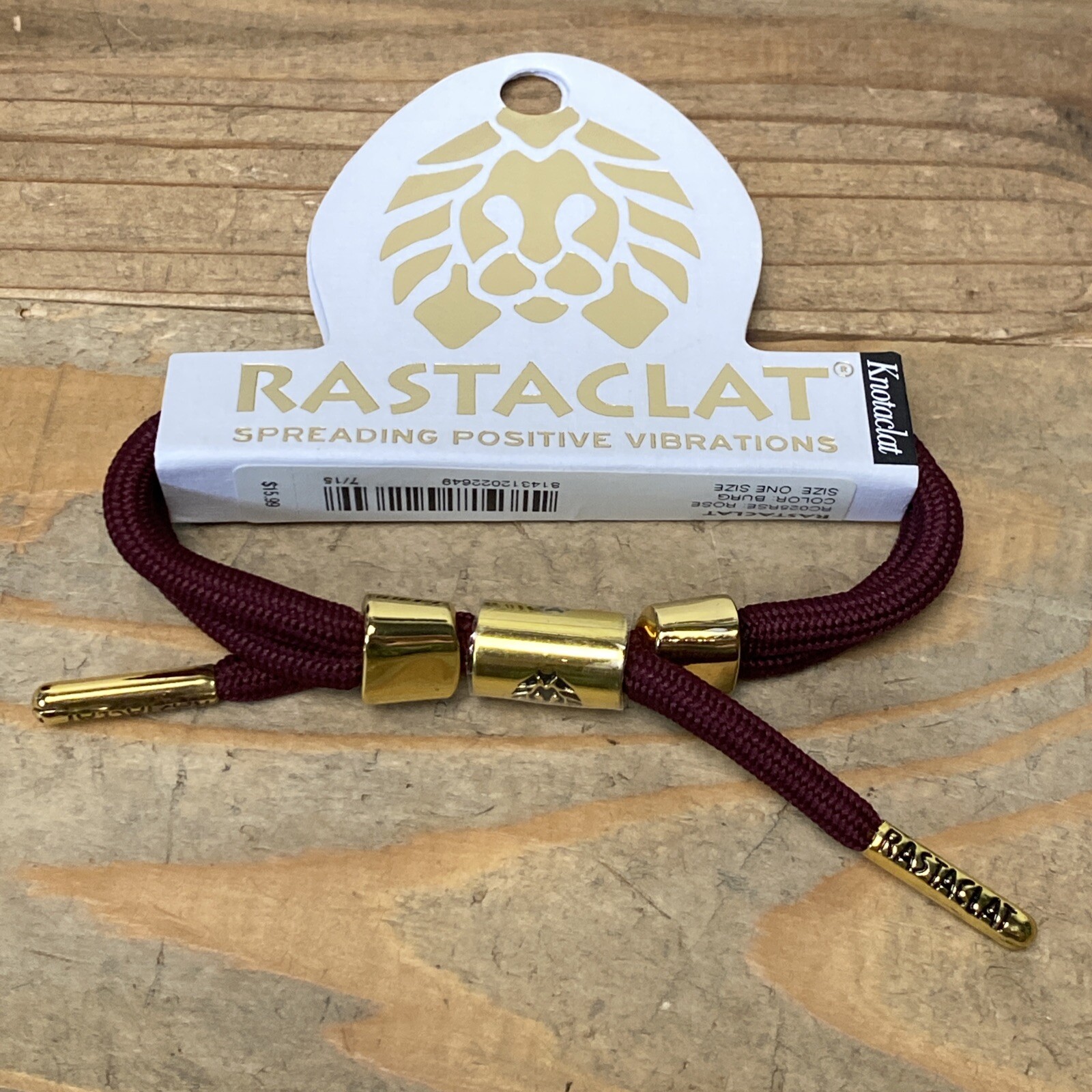 2 Pack!!! Rose Rastaclat Burgundy Knotaclat Shoelace Bracelet Gold New