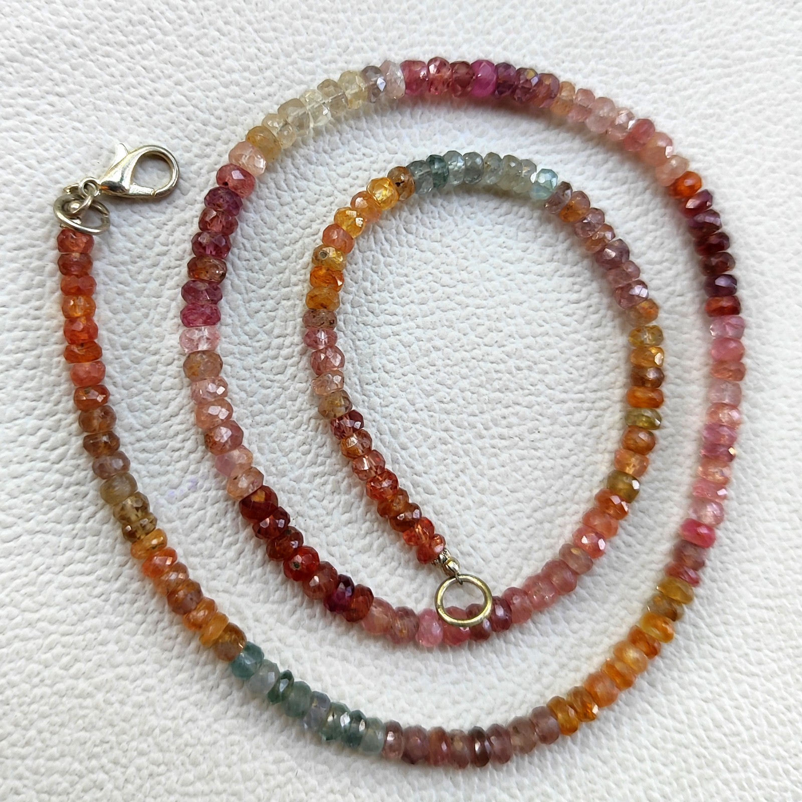 Multi Color Spinel 4-5mm Faceted Rondelle Gemstone Necklace 18″ Sri Lanka
