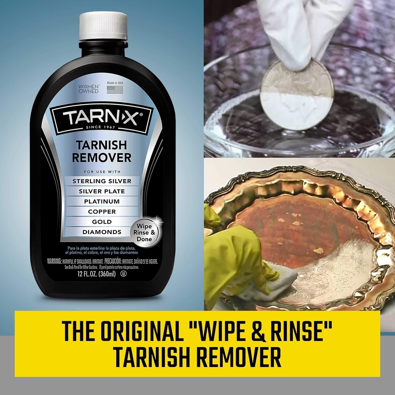 Tarnish Remover – Alcohol-Based Metal Cleaner for Jewelry & Valuables, 12 Fl Oz