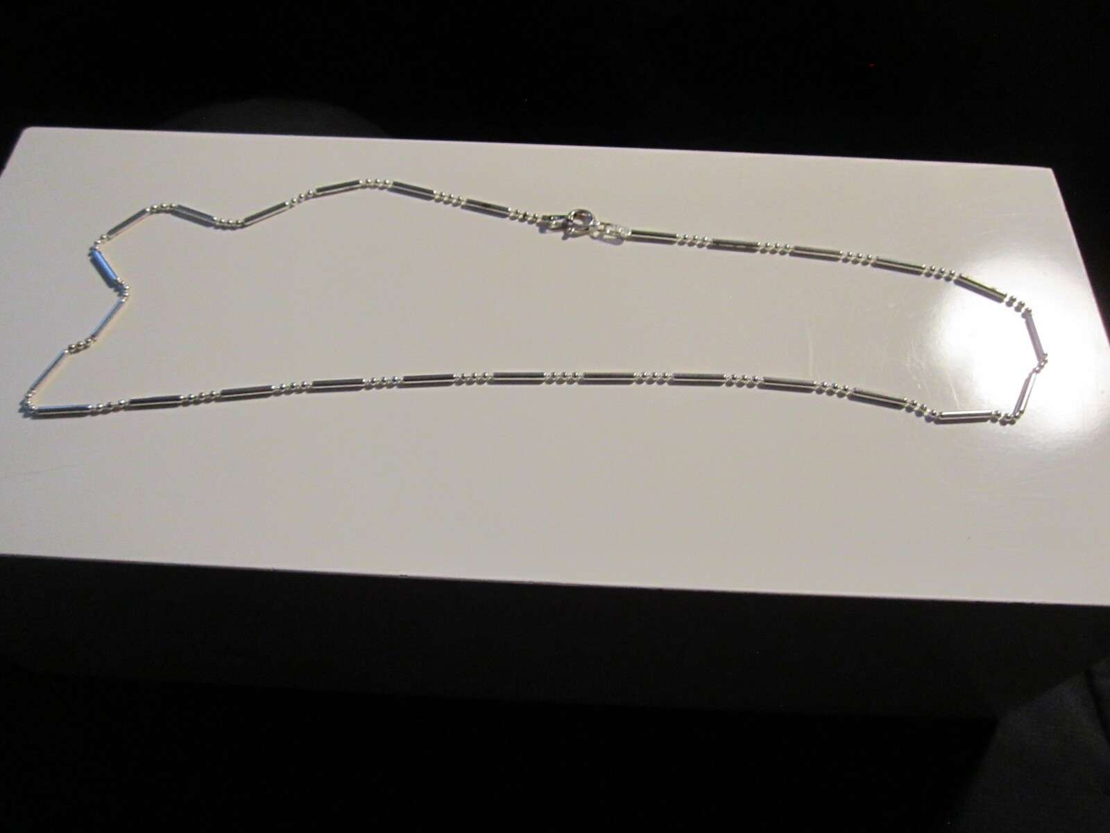 2 STERLING SILVER NECKLACES 6g TW – BAR & BEAD DESIGN – 17″ – MARKED ITALY 925