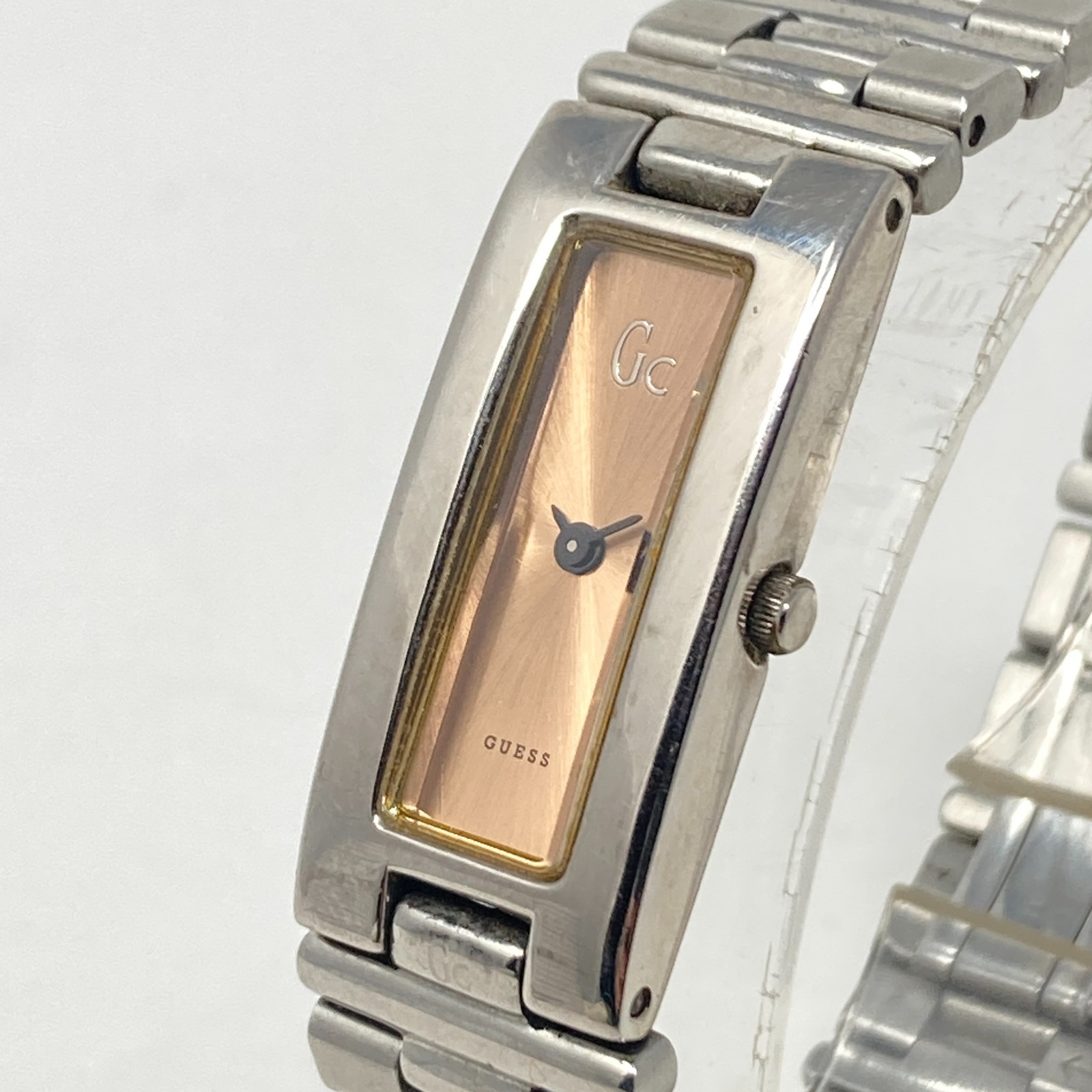 Guess Collection GC Women’s Watch Silver Tone Rose Gold Dial New Battery 7.25″