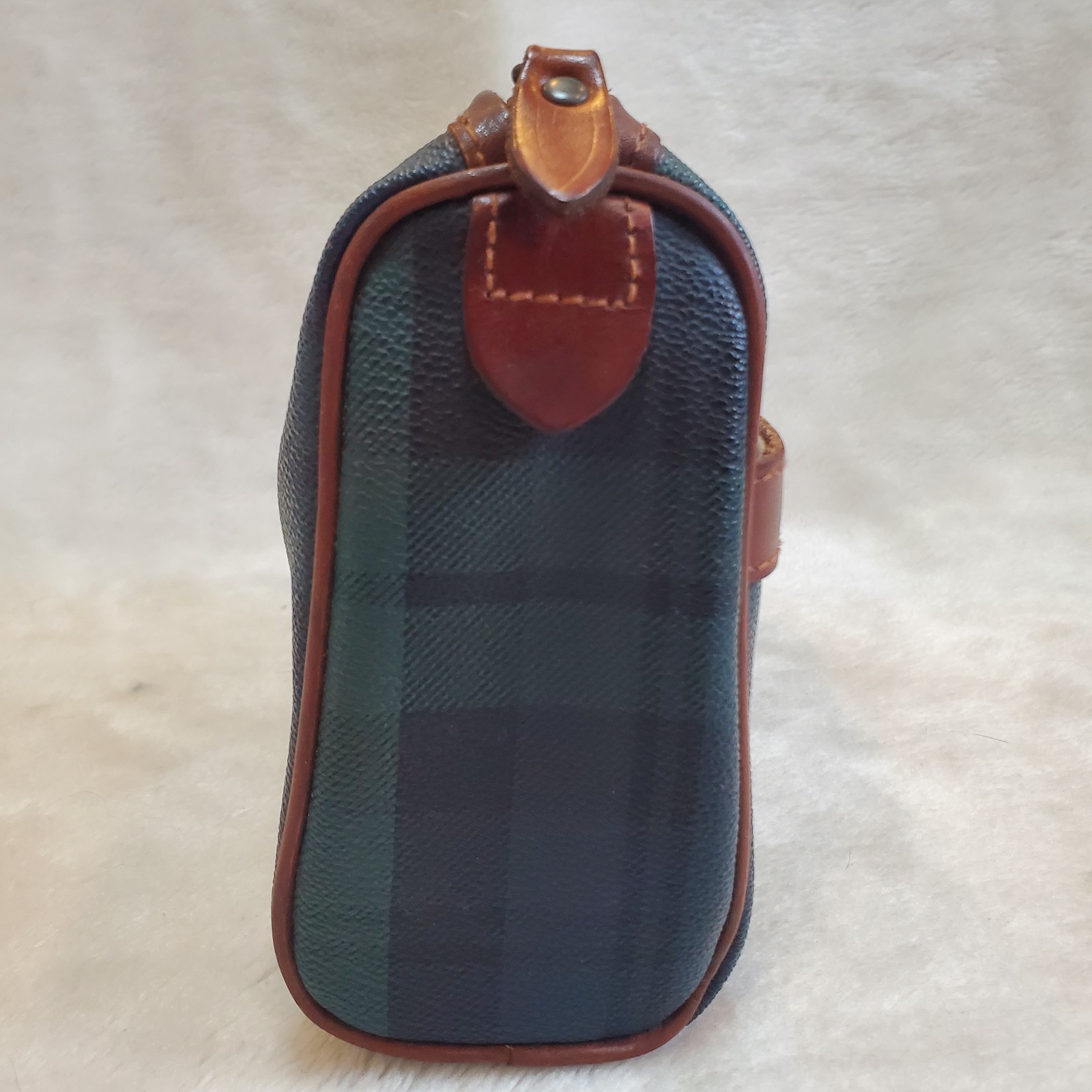 Polo Ralph Lauren Black Watch Check Pouch Clutch Bag Green PVC Leather