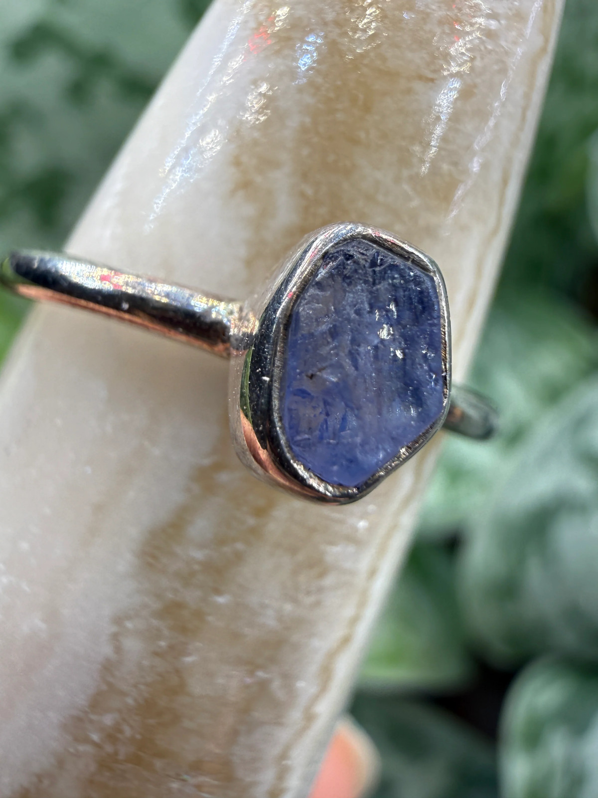 Natural Rough Tanzanite Ring Size 6 in .925 Sterling Silver