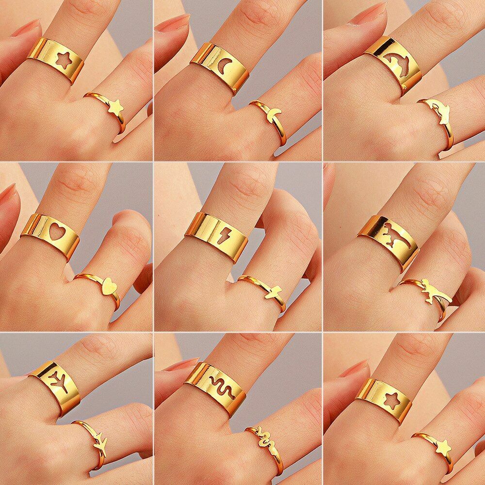 Hollow Love Couple Rings Open Index Finger Fashion Jewelry Ring Trend
