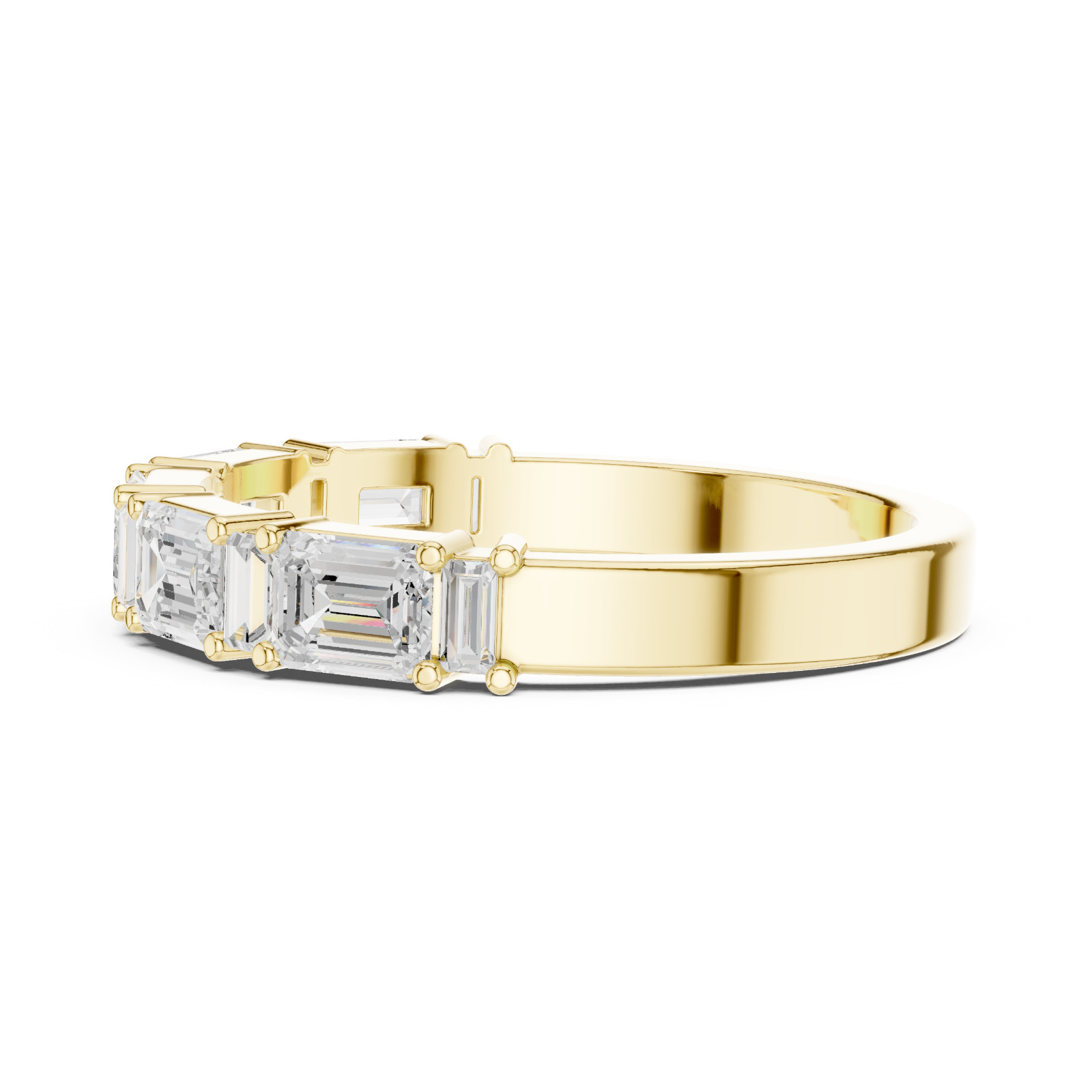 0.85 CT Emerald & Baguette Lab Grown Diamond Modern Wedding Band
