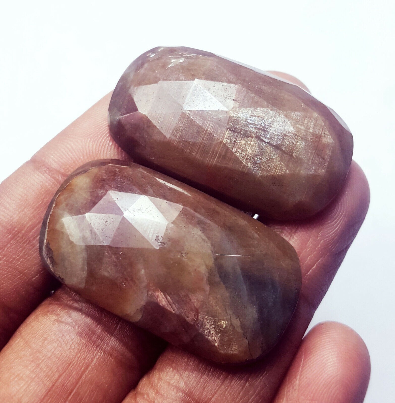 100% Natural Bi-Color Sapphire Loose Gemstone 58.85 & 58.05 Ct With Free Gift
