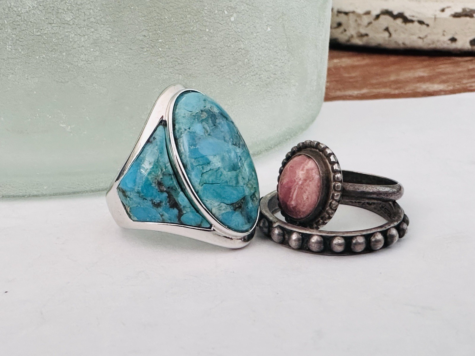 Desihner Southwest STYLE Sterling Silver 925 Turquoise Ring Bold Signed