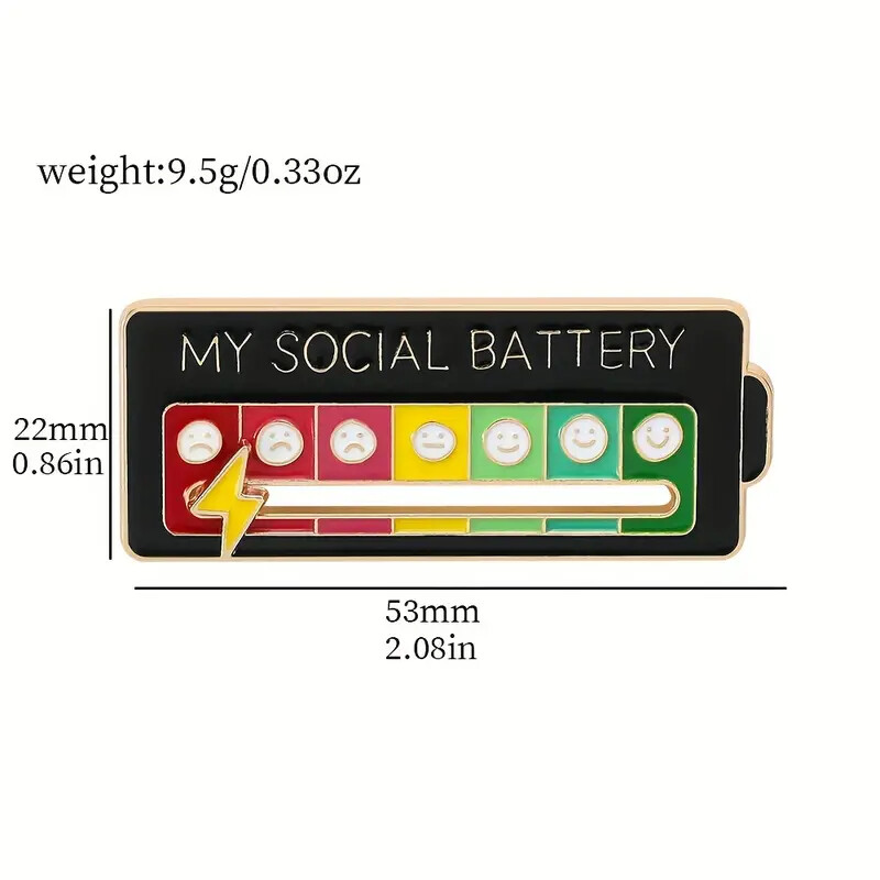 Social Battery Pin – Moving Parts! Chart Mood Tracker Functional Neurodivergent