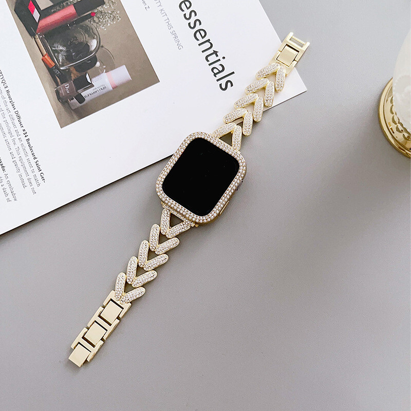 Bling Metal Watch Band Strap Case Cover For iWatch Series 10 9 8 7 6 5 SE Ultra