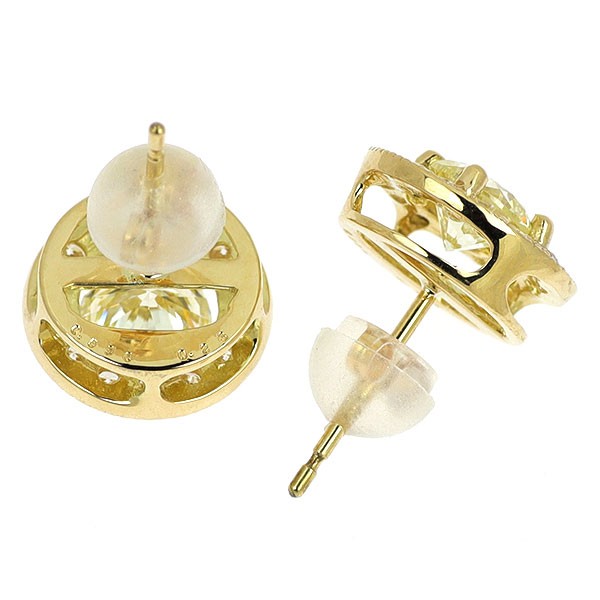 Brand New K18YG Diamond Earrings 1.048ct VLY VS2/SI1 VG/G D0.46ct Forged Milgrai