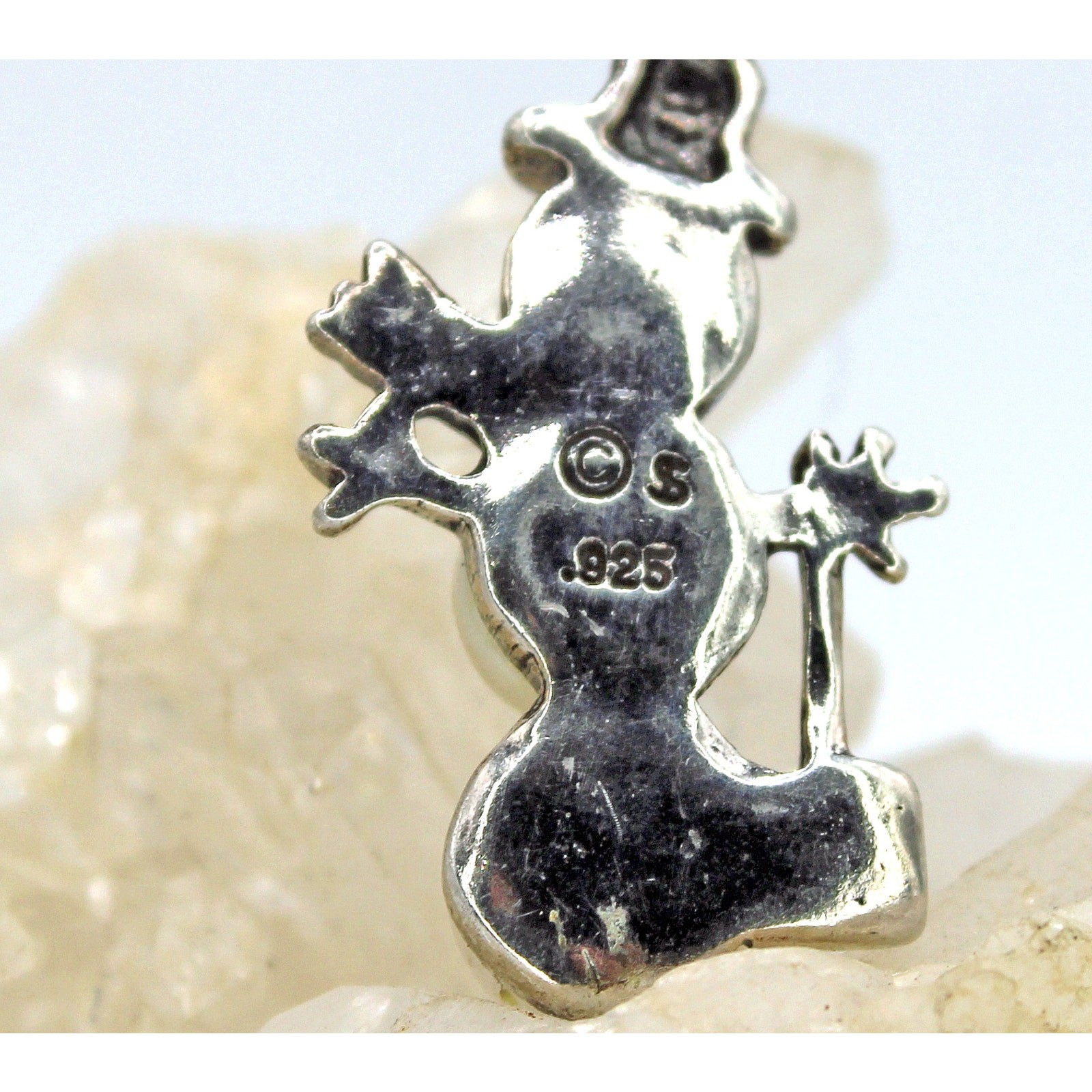 Sterling Silver Schube Manufacturing Faux Pearl Snowman Pendant