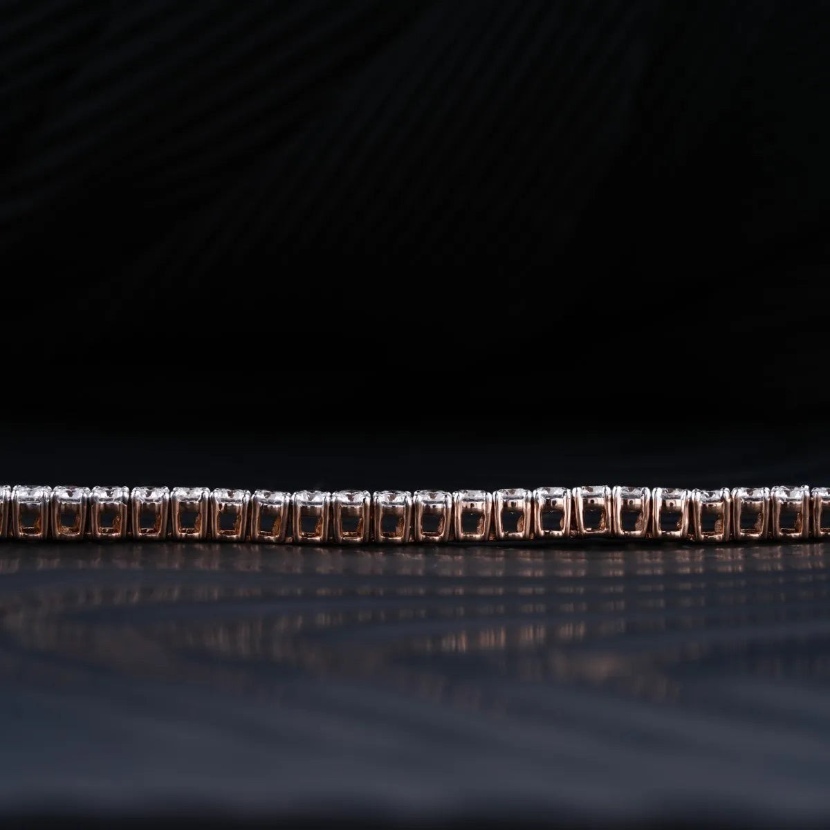 UGL Certified Round Cut Natural Diamond Tennis Bracelet In 14K Solid Rose Gold
