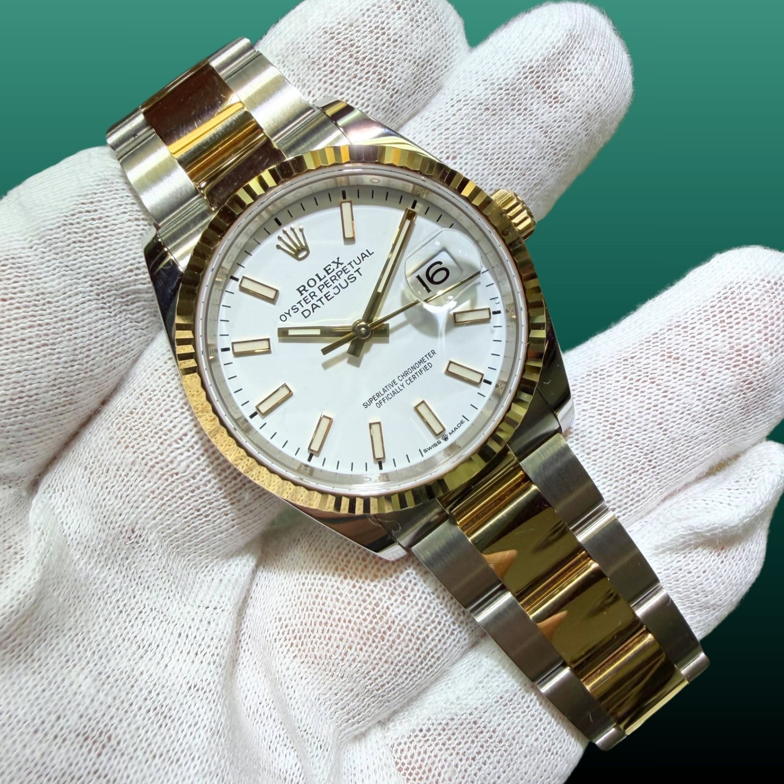 Box Papers Rolex Datejust 36mm 126233 Yellow Gold Steel White Index Dial