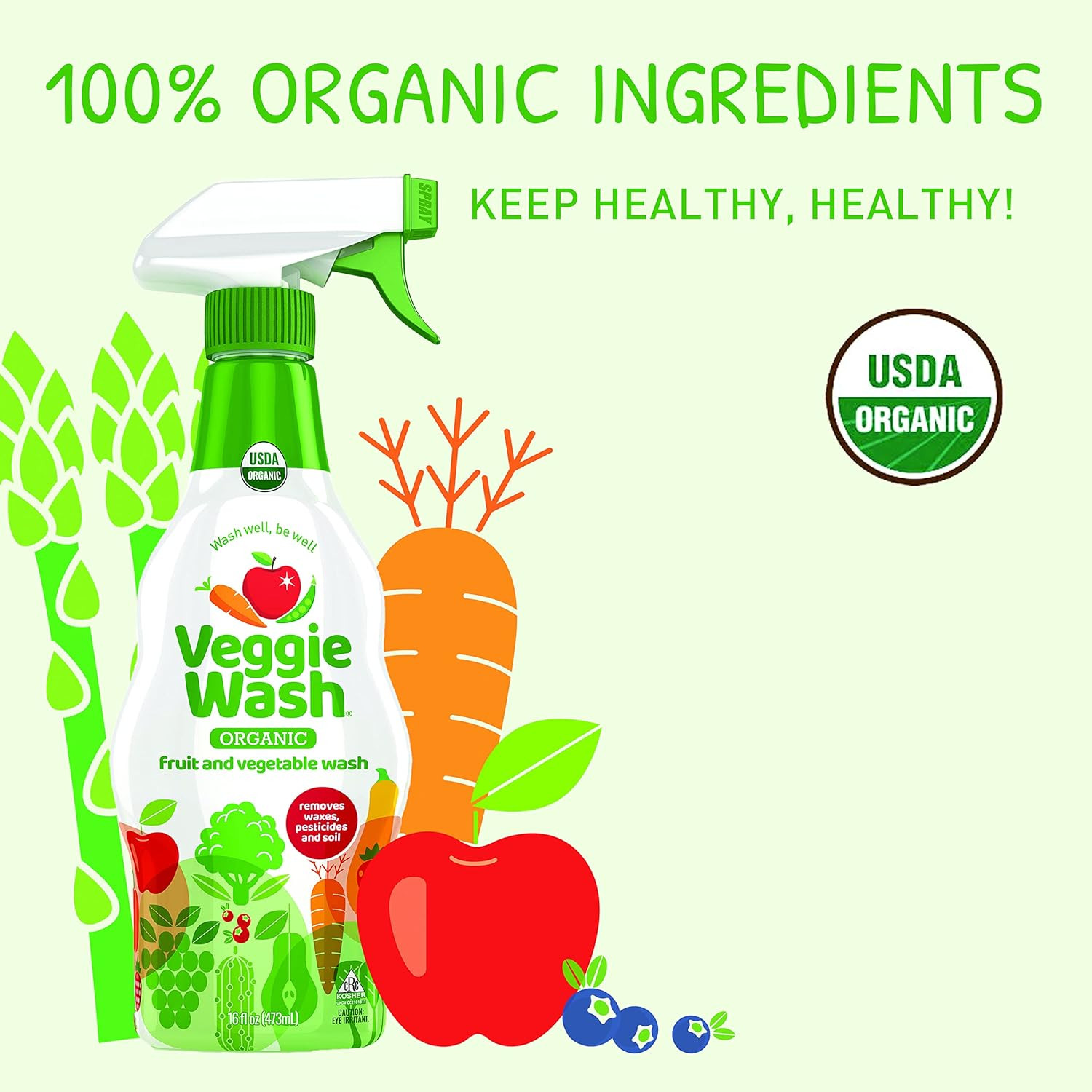 Veggie Wash Organic Fruit and Vegetable Wash, 16-oz 16 Fl Oz (Pack of 1)