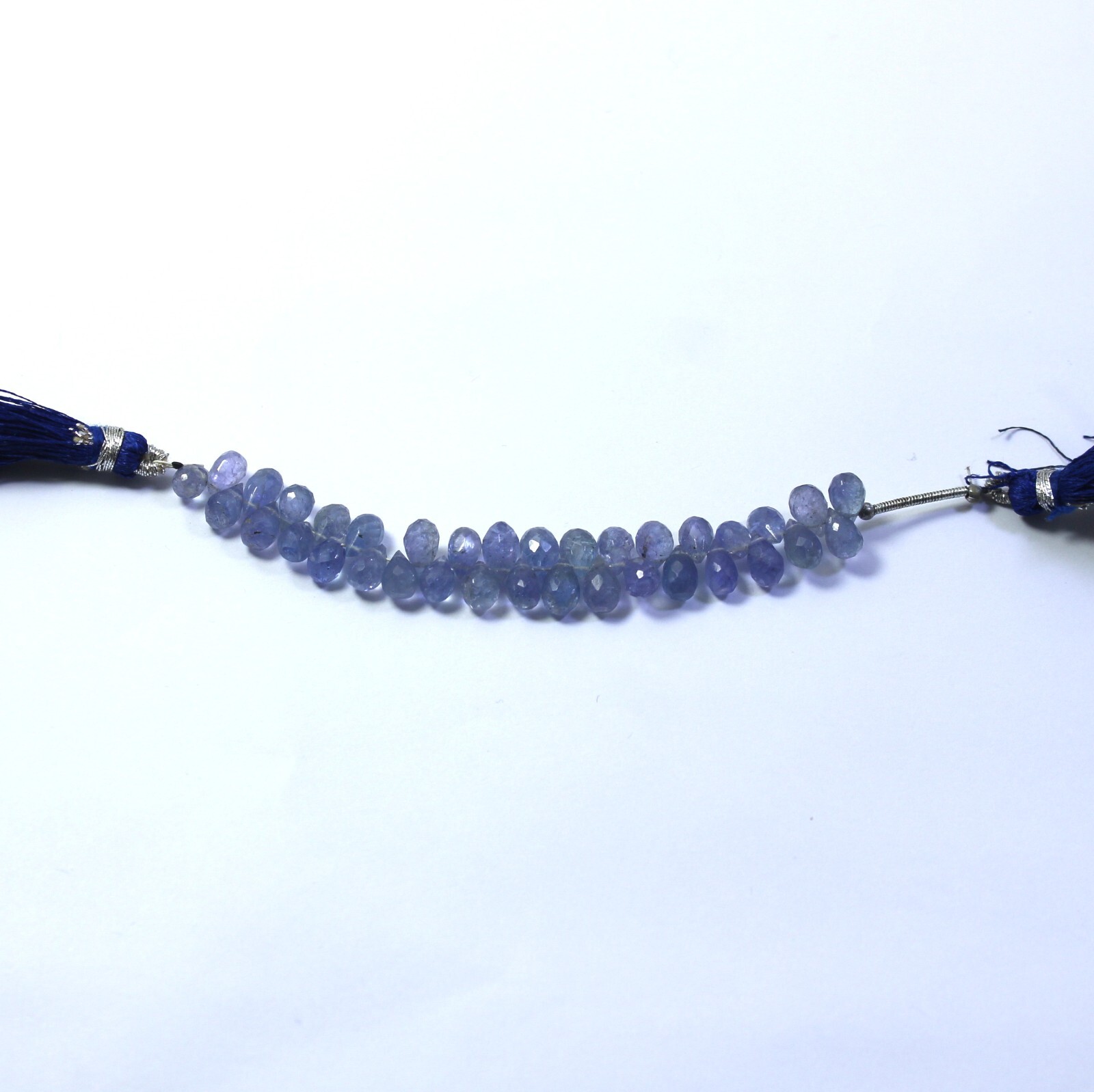 39 Carat Natural Blue Color Tanzanite Smooth Drops Shape 4 Inch Beads Necklace